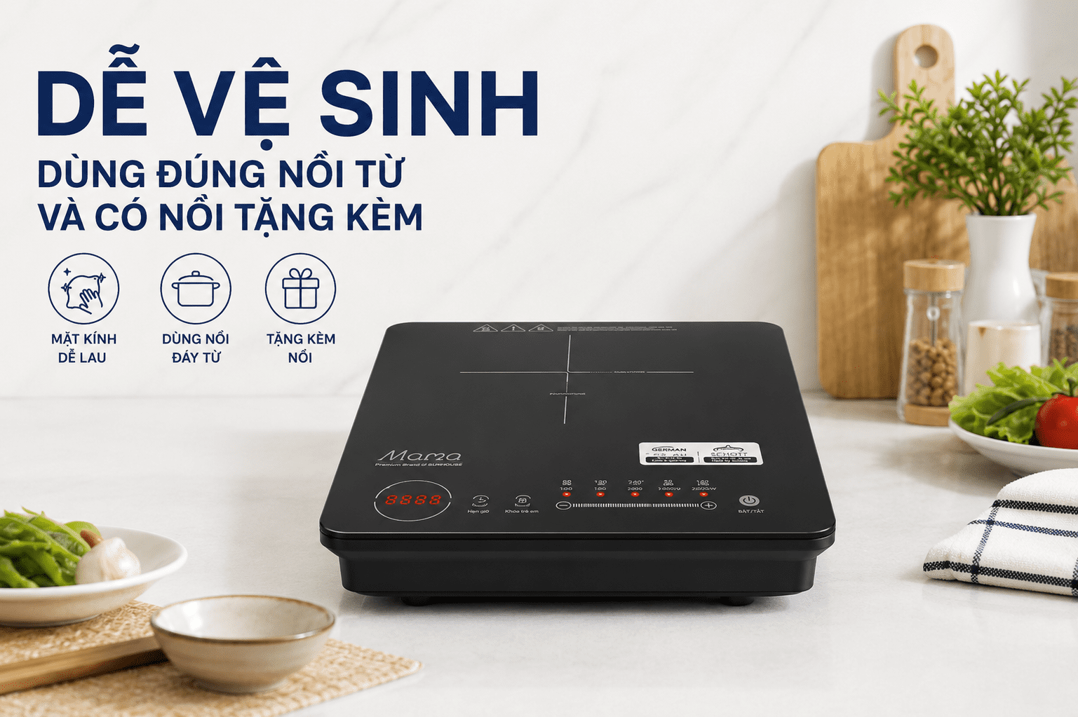 Bếp từ đơn Sunhouse Mama SHD6886 2000W Màu Đen/Trắng