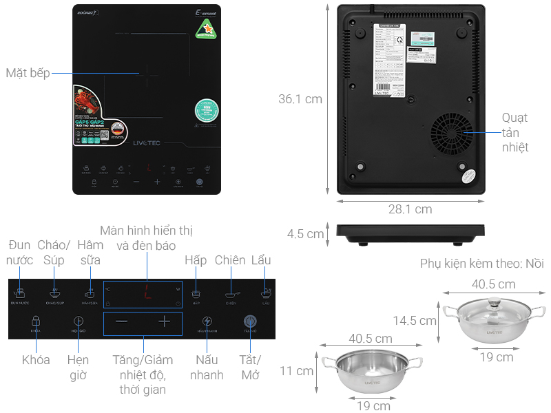 Bếp từ đơn Livotec E-smart LIS-646 2100W