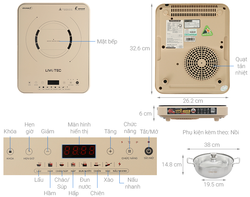 Bếp từ đơn Livotec E-smart LIS-560 2000W