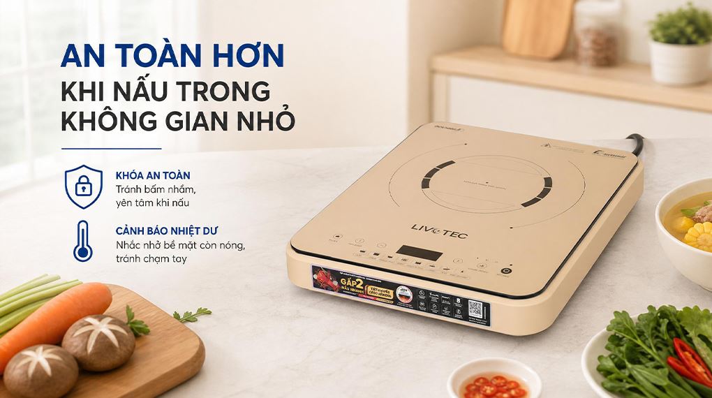 Bếp từ đơn Livotec E-smart LIS-560 2000W Màu Vàng nhạt