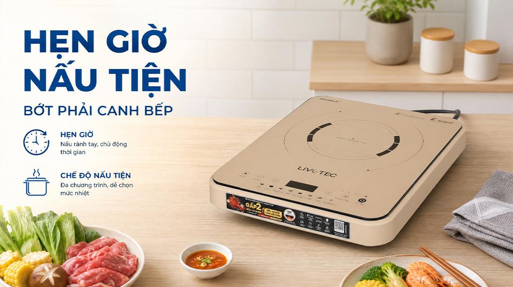 Bếp từ đơn Livotec E-smart LIS-560 2000W Màu Vàng nhạt