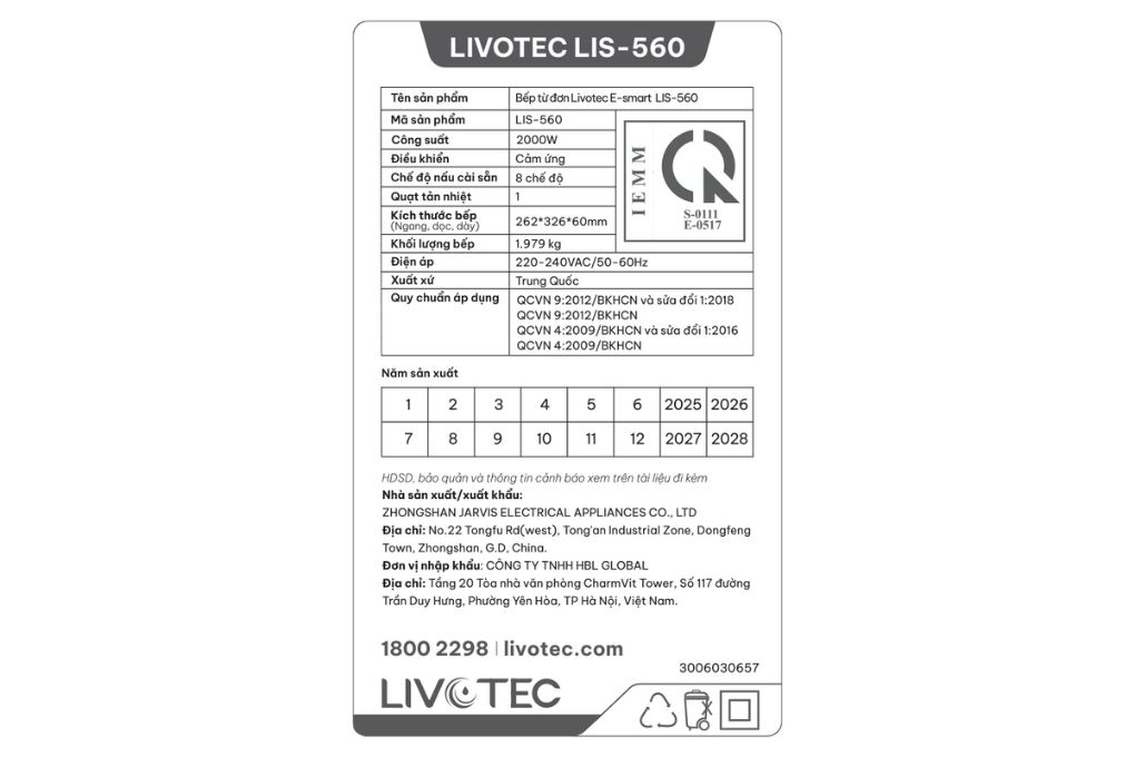 Bếp từ đơn Livotec E-smart LIS-560 2000W - 19