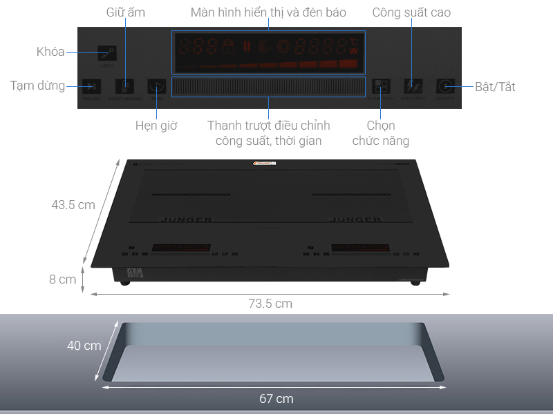 Bếp từ đôi âm Junger JG CEJ-221 4400W