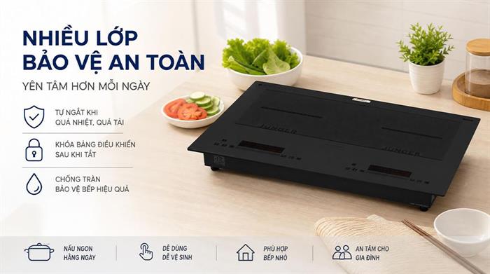 Bếp từ đôi âm Junger JG CEJ-221 4400W Màu Đen