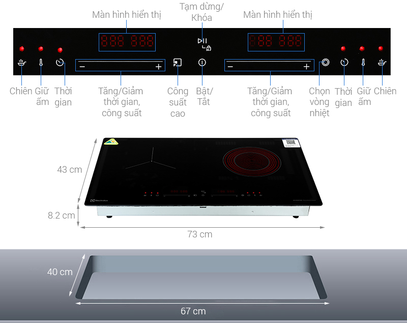 Bếp từ hồng ngoại âm Electrolux ​EHM7254BF 4000W