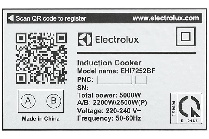 Bếp từ đôi âm Electrolux ​EHI7252BF 5000W Màu Đen