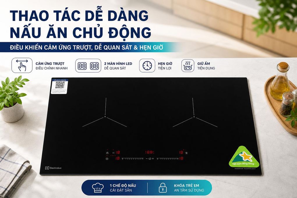 Bếp từ đôi âm Electrolux ​EHI7266BF 5000W Màu Đen
