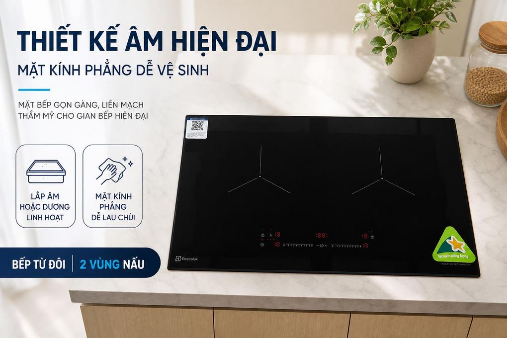 Bếp từ đôi âm Electrolux ​EHI7266BF 5000W Màu Đen