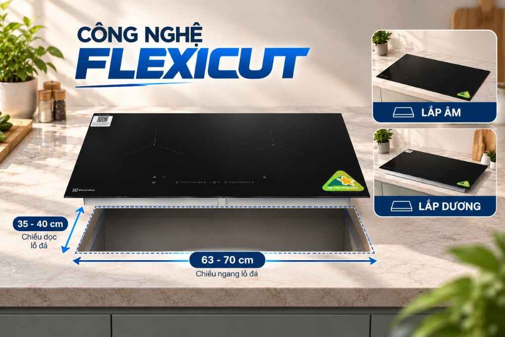 Bếp từ đôi âm Electrolux ​EHI7266BF 5000W Màu Đen
