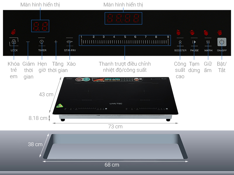 Bếp từ đôi âm Livotec LID-990M 4400W