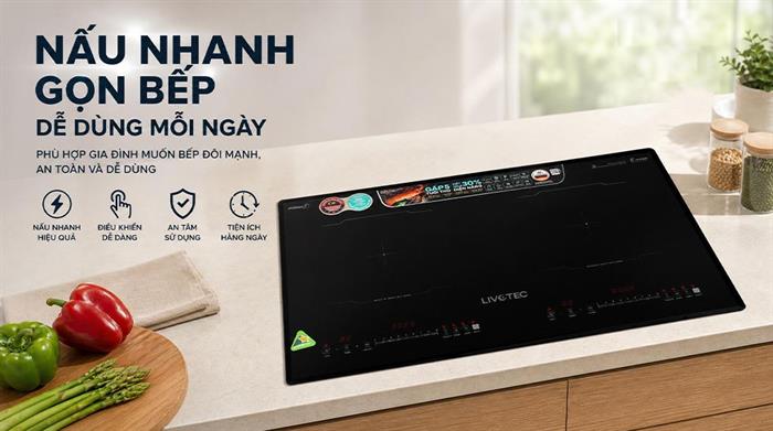 Bếp từ đôi âm Livotec LID-990M 4400W Màu Đen