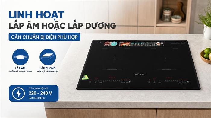 Bếp từ đôi âm Livotec LID-990M 4400W Màu Đen