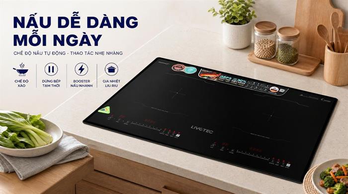 Bếp từ đôi âm Livotec LID-990M 4400W Màu Đen