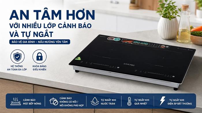 Bếp từ đôi âm Livotec LID-990M 4400W Màu Đen