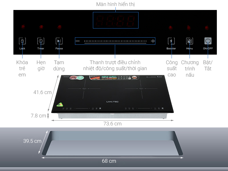 Bếp từ đôi âm Livotec LID-998M 4800W