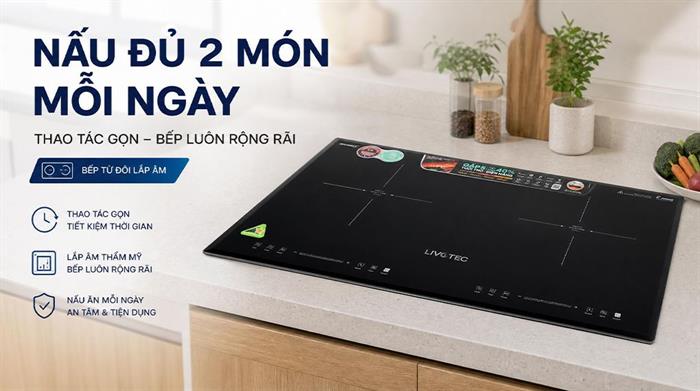 Bếp từ đôi âm Livotec LID-998M 4800W Màu Đen