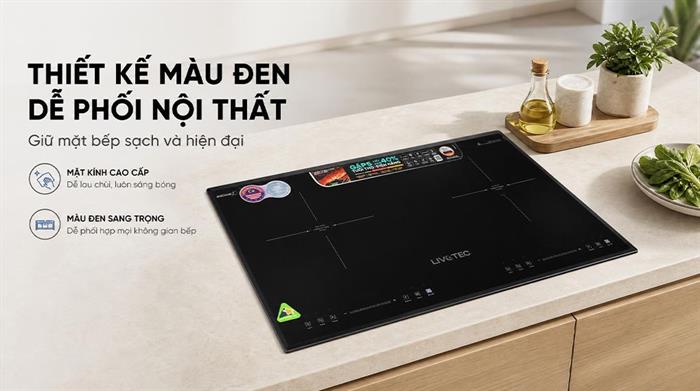 Bếp từ đôi âm Livotec LID-998M 4800W Màu Đen