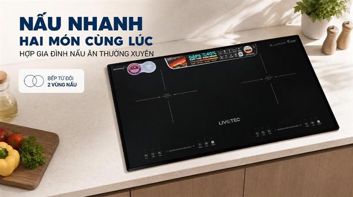Bếp từ đôi âm Livotec LID-998M 4800W Màu Đen