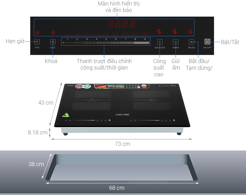 Bếp từ đôi âm Livotec LID-999M 5400W