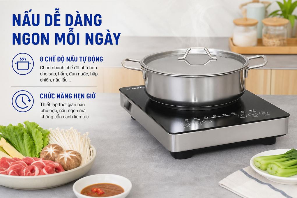 Bếp từ đơn Magic A-54 1500W Màu Đen