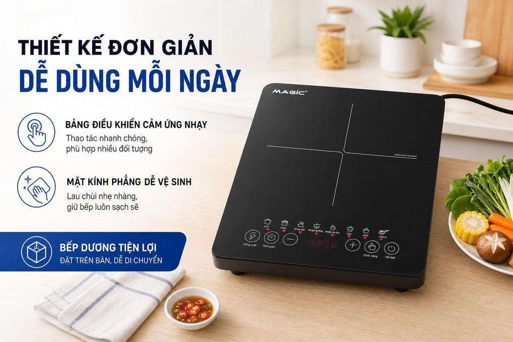 Bếp từ đơn Magic A-54 1500W Màu Đen