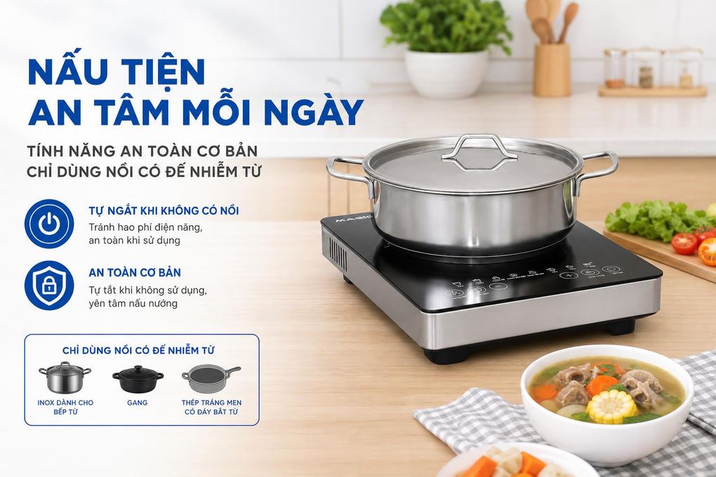 Bếp từ đơn Magic A-54 1500W Màu Đen