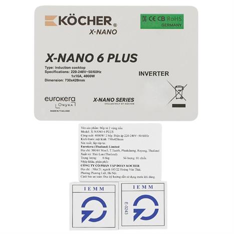 Bếp từ đôi âm Kocher X Nano 6 Plus 4000W Màu Đen