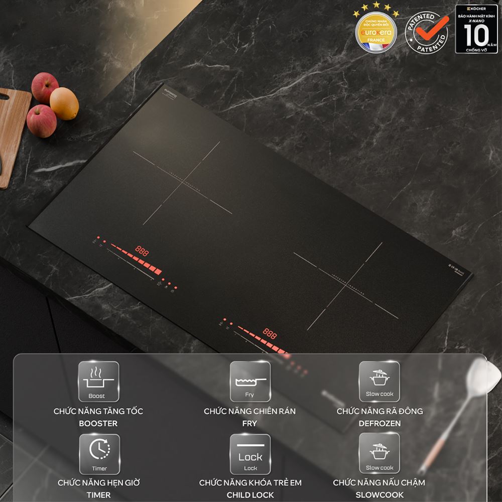 Bếp từ đôi âm Kocher X Nano 7 4000W Màu Đen