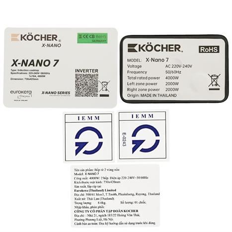 Bếp từ đôi âm Kocher X Nano 7 4000W Màu Đen