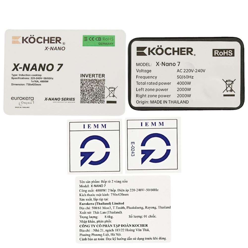 Bếp từ đôi âm Kocher X Nano 7 4000W Màu Đen