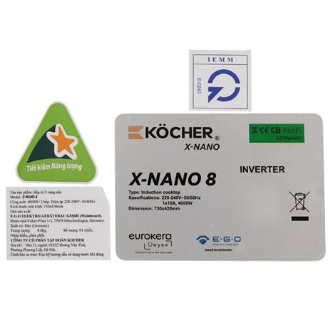 Bếp từ đôi âm Kocher X Nano 8 4000W Màu Đen