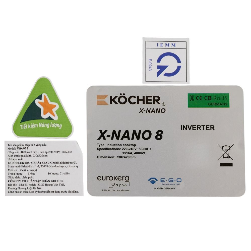 Bếp từ đôi âm Kocher X Nano 8 4000W Màu Đen