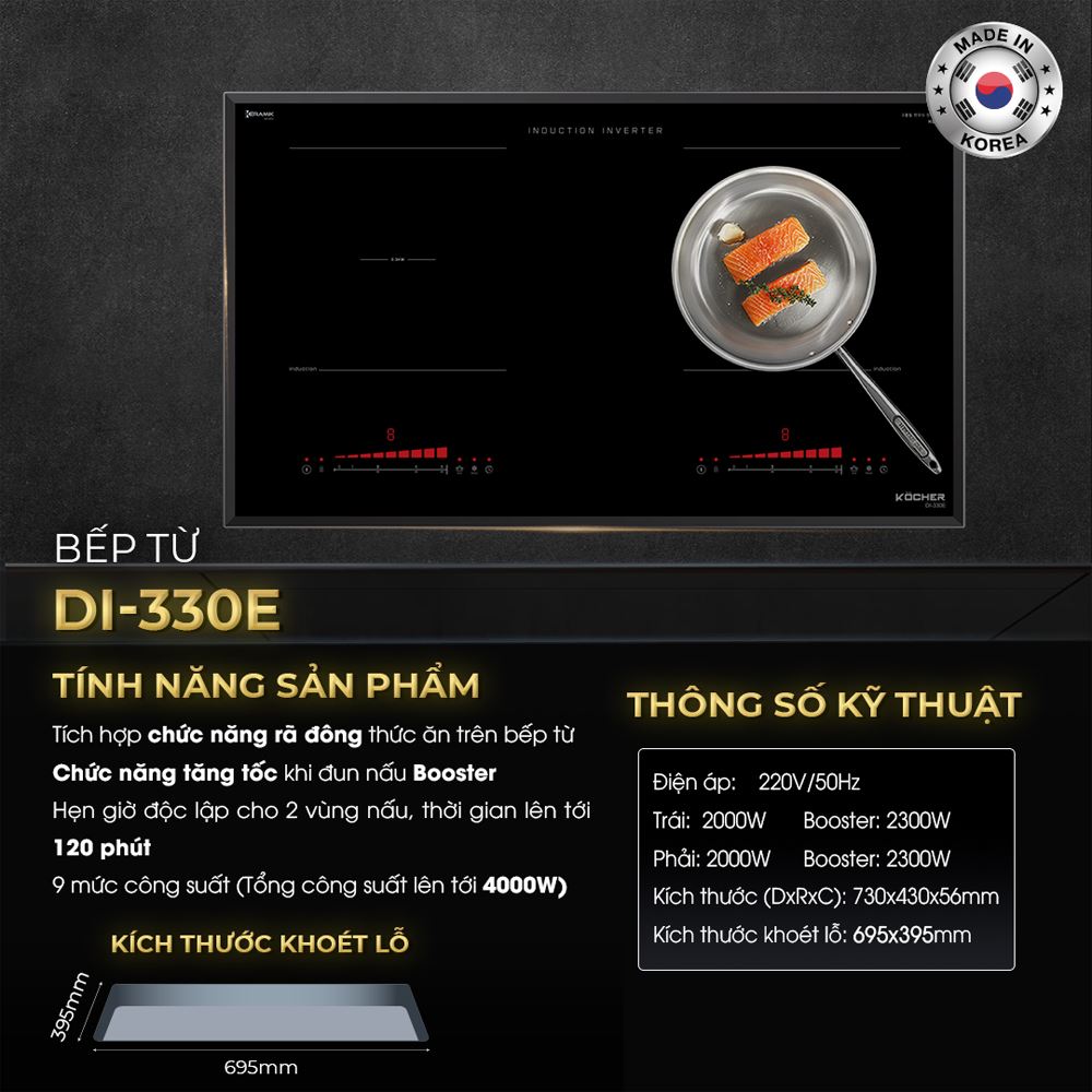 Bếp từ đôi âm Kocher DI-330E 4000W - 12