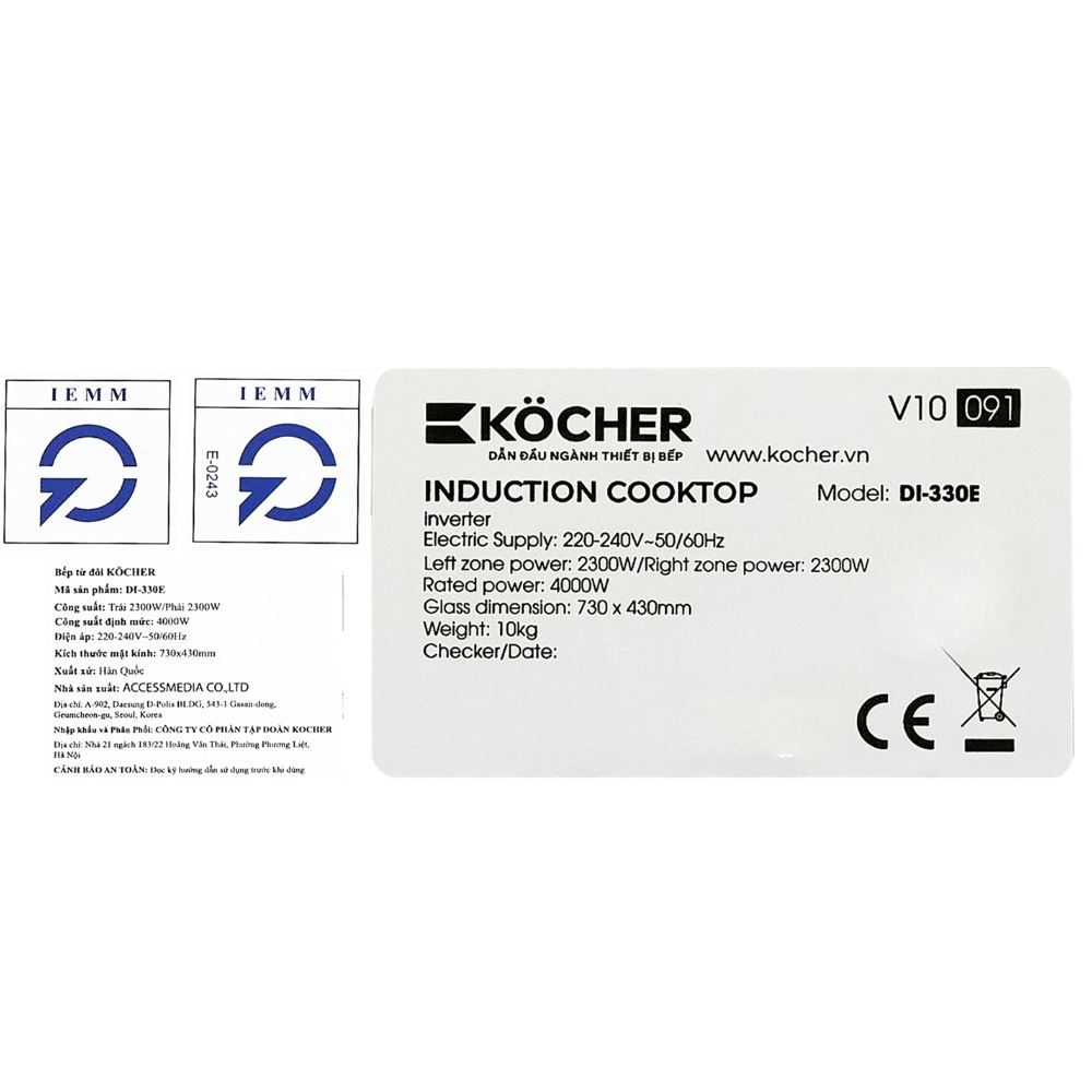 Bếp từ đôi âm Kocher DI-330E 4000W - 13