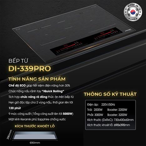 Bếp từ đôi âm Kocher DI-339 Pro 5000W Màu Đen