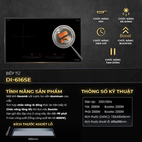 Bếp từ đôi âm Kocher DI-616SE 4000W Màu Đen