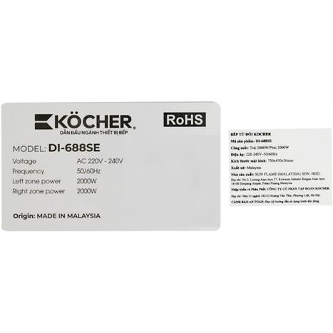 Bếp từ đôi âm Kocher DI-688SE 4000W Màu Đen