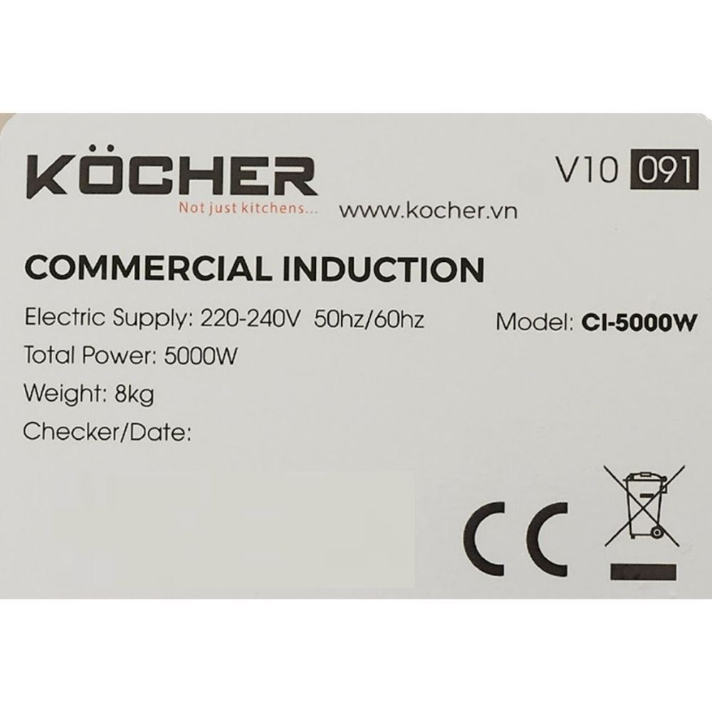 Bếp từ công nghiệp Kocher CI-5000W 5000W Màu Bạc