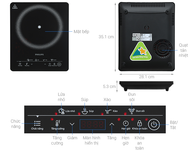 Bếp từ đơn Philips HD5830/90 2000W