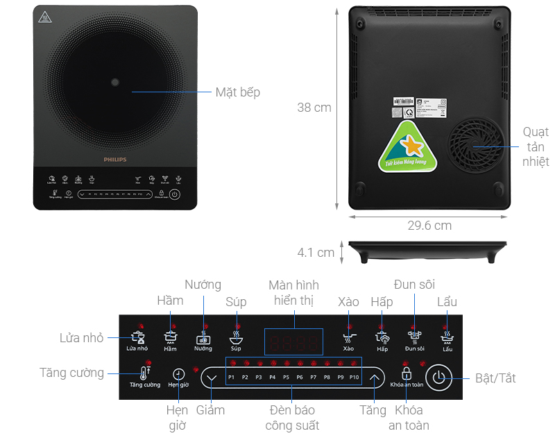 Bếp từ đơn Philips HD5850/90 2000W