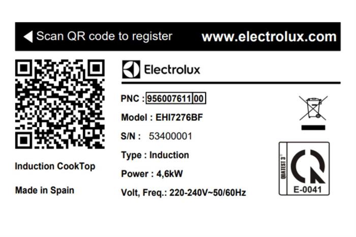 Bếp từ đôi âm Electrolux ​EHI7276BF 4600W Màu Đen