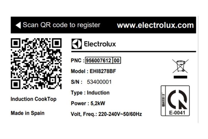 Bếp từ đôi âm Electrolux ​EHI8278BF 5200W Màu Đen