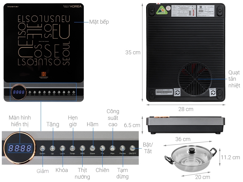 Bếp từ đơn Hawonkoo SEOUL-CEH-114 2000W