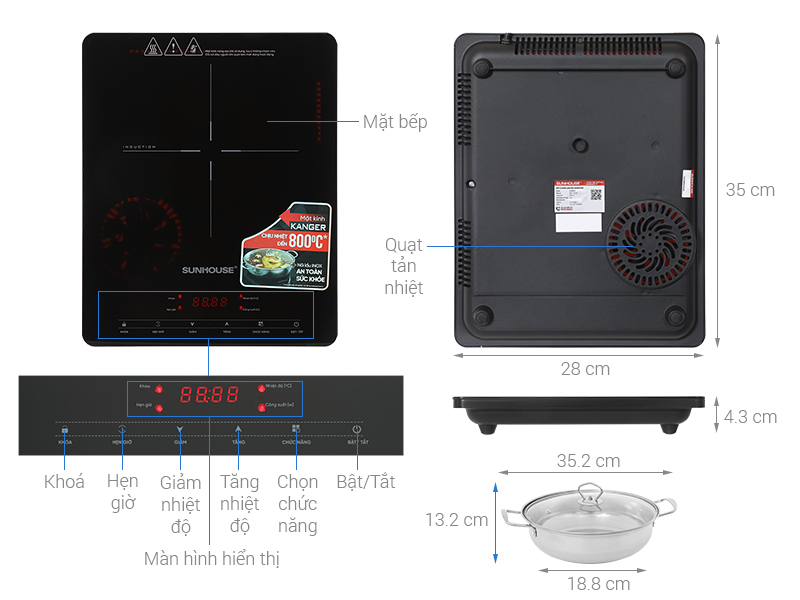 Bếp từ đơn Sunhouse SHD6804 2000W