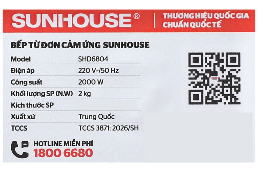 Bếp từ đơn Sunhouse SHD6804 2000W Màu Đen