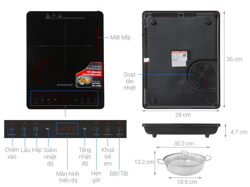 Bếp từ đơn Sunhouse SHD6806A 2000W