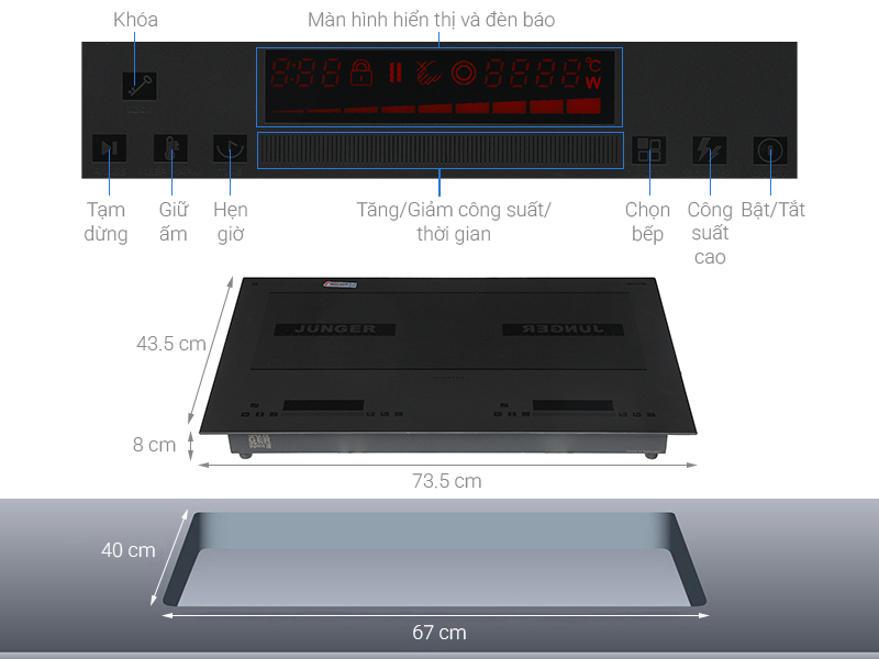 Bếp điện từ đôi Junger JG CEJ-220 4400W