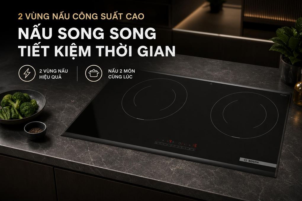 Bếp từ đôi âm Bosch PPI8256XVN 3500W Màu Đen