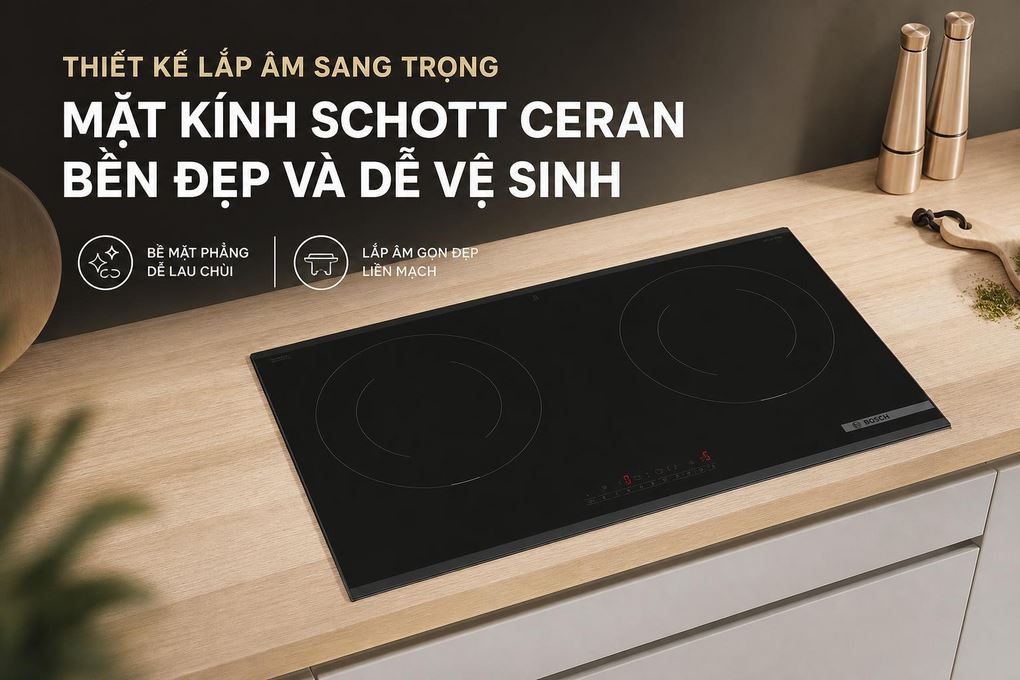 Bếp từ đôi âm Bosch PPI8256XVN 3500W Màu Đen