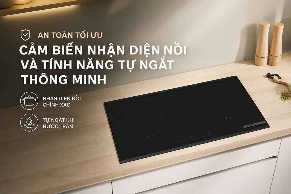 Bếp từ đôi âm Bosch PPI8256XVN 3500W Màu Đen